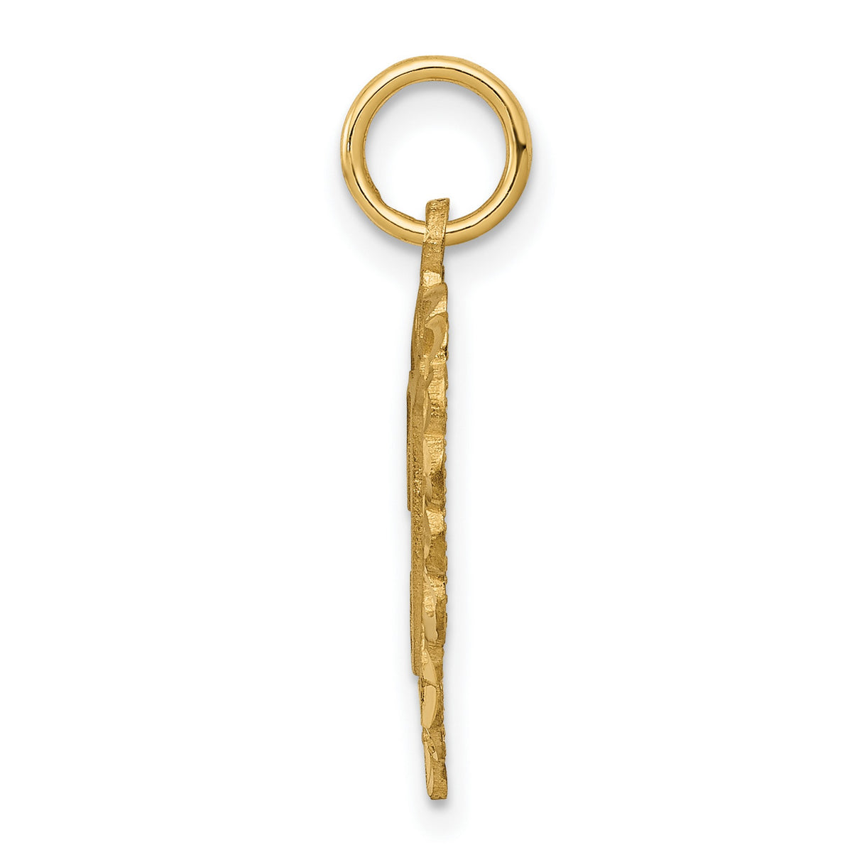 10k Yellow Gold Heart Pendant with Filigree Design and Script Letter T