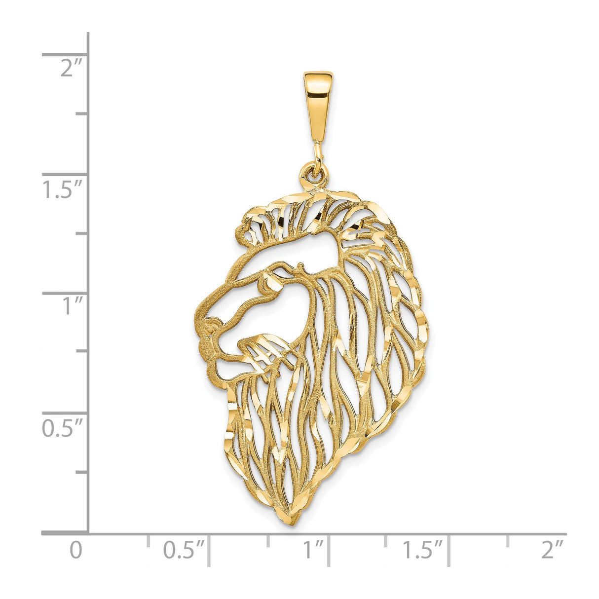 10k Yellow Gold Lion Head Pendant, Cutout Design, Symbol of Strength and Leadership, for Men or Unisex Wear