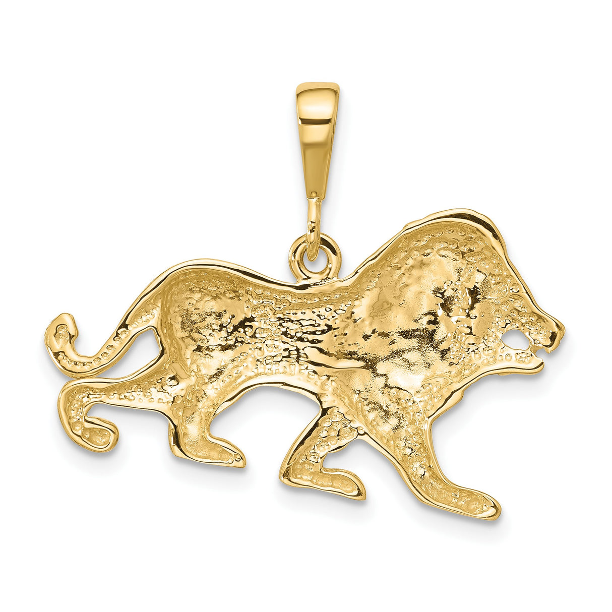 10k Yellow Gold Lion Pendant with Detailed Lion Head Design, Masculine Animal Jewelry Charm