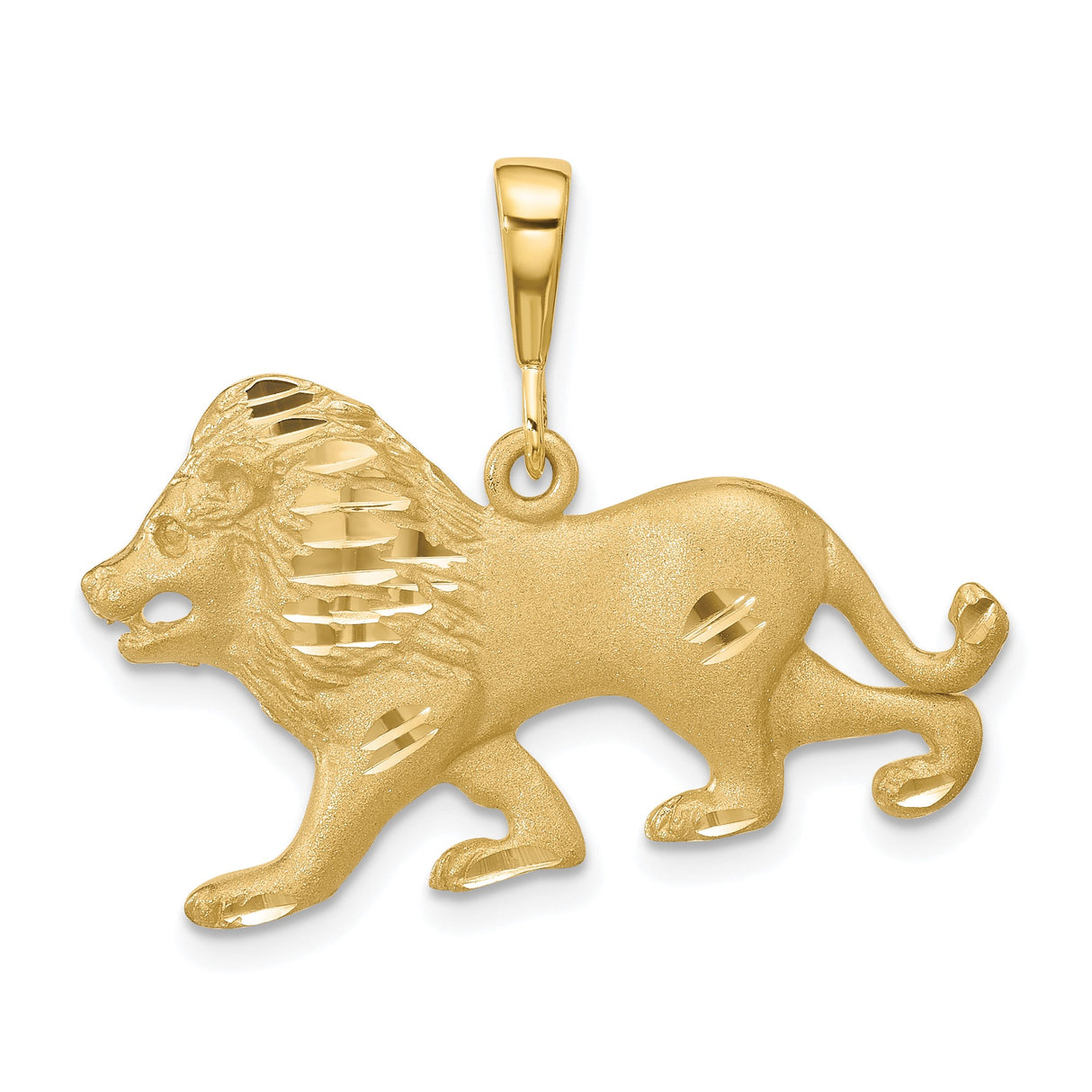 10k Yellow Gold Lion Pendant with Detailed Lion Head Design, Masculine Animal Jewelry Charm