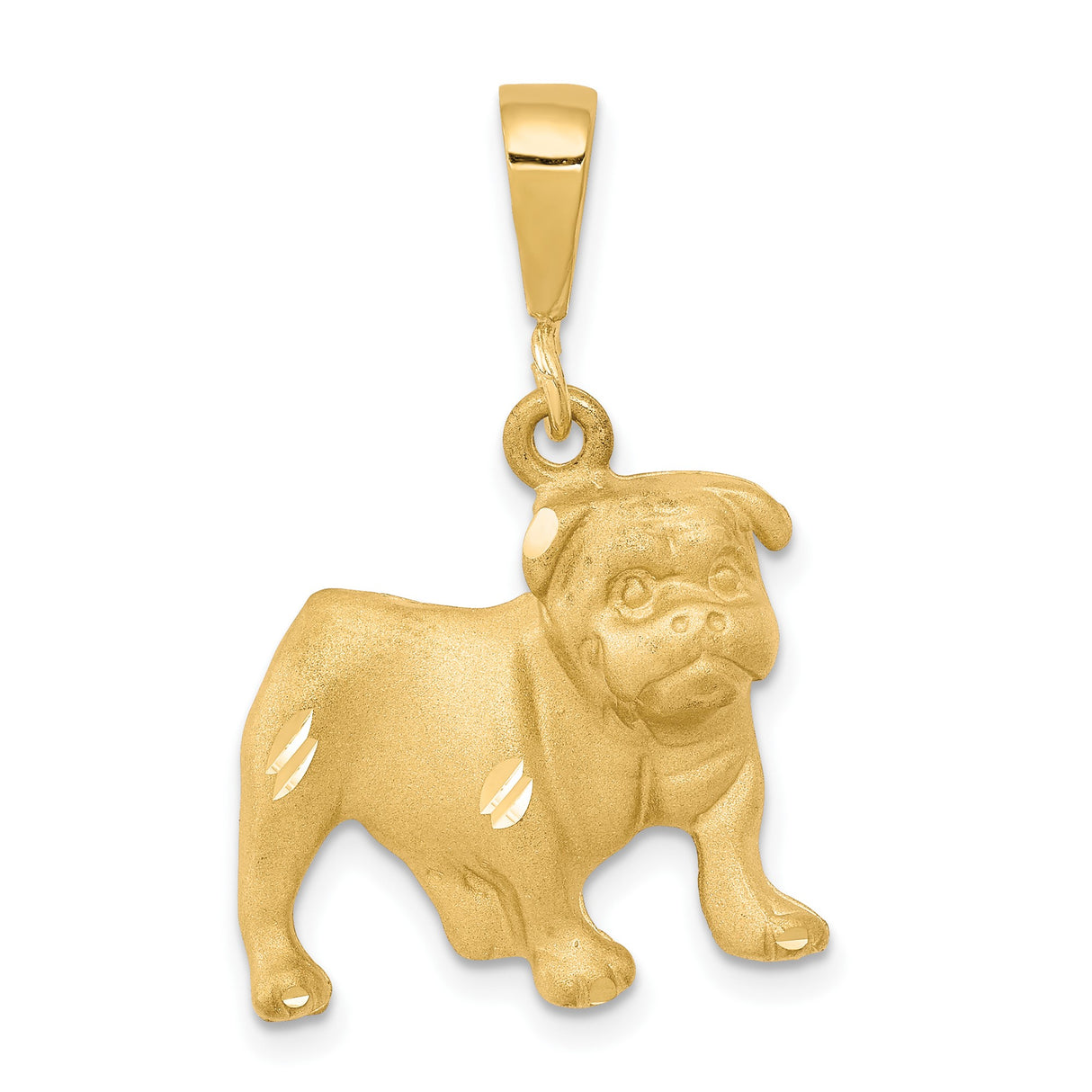10k Yellow Gold Bulldog Pendant, Detailed Dog Memorial Charm Symbolizing Loyalty and Strength