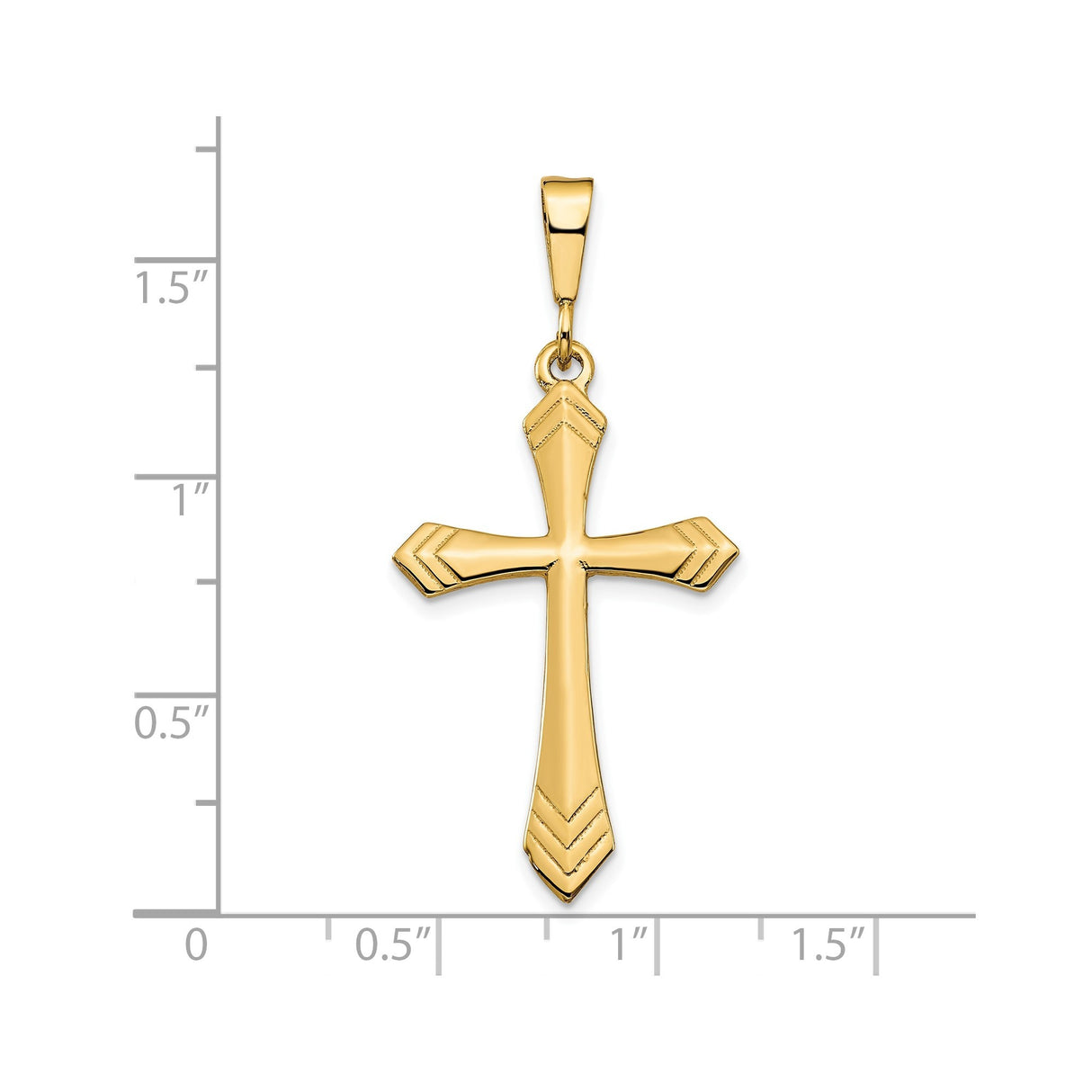 10k Yellow Gold Cross Pendant, Flared and Textured Christian Design for Men and Women