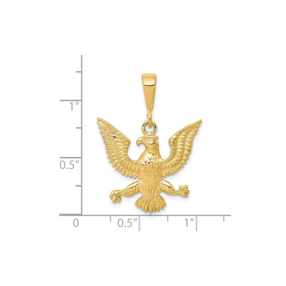 10k Yellow Gold Eagle Pendant with Outstretched Wings, Soaring Eagle Design for Men