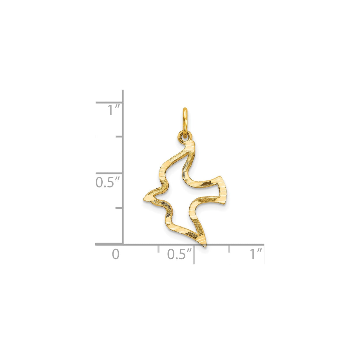 10k Yellow Gold Dove Pendant, Open Design Christian Charm for Women or Unisex Wear