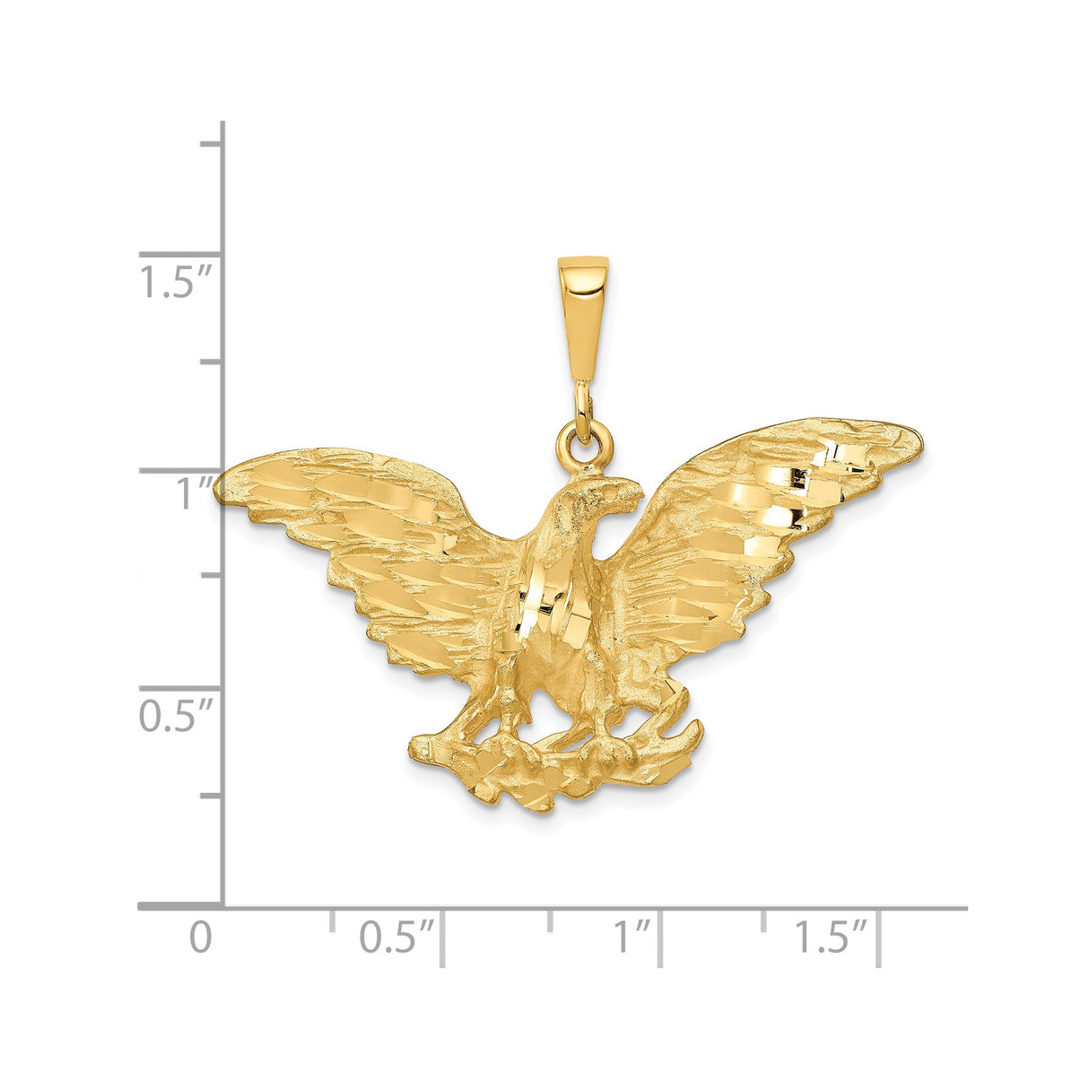 10k Yellow Gold Eagle Pendant with Spread Wings, Patriotic Strength Symbol for Men and Women