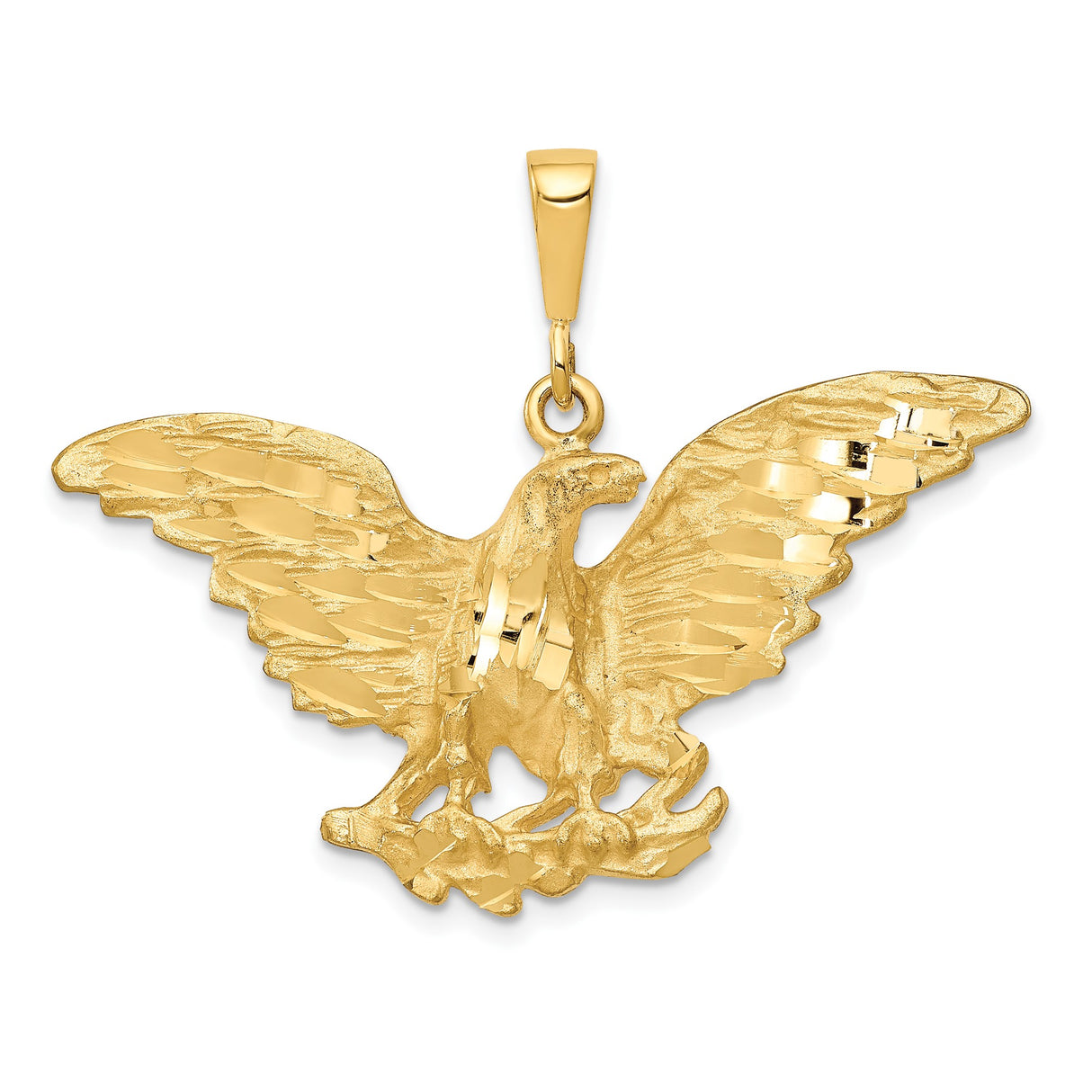 10k Yellow Gold Eagle Pendant with Spread Wings, Patriotic Strength Symbol for Men and Women