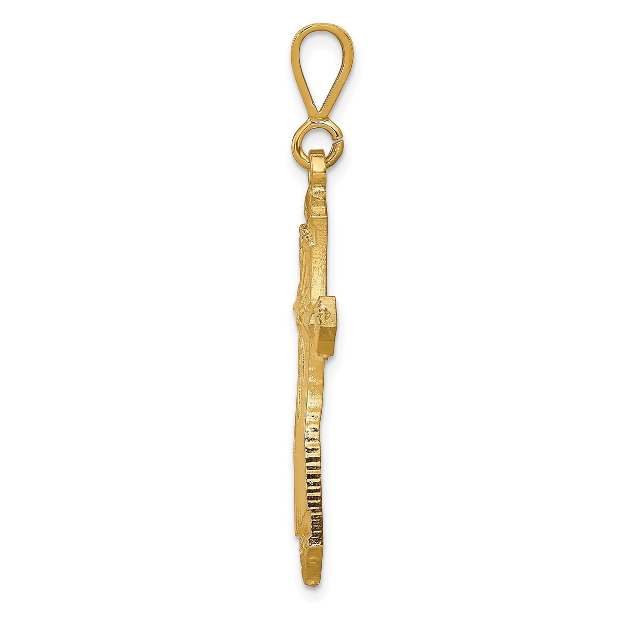 10k Yellow Gold Cross Pendant with Flared Arms and Scrollwork Detailing for Men and Women