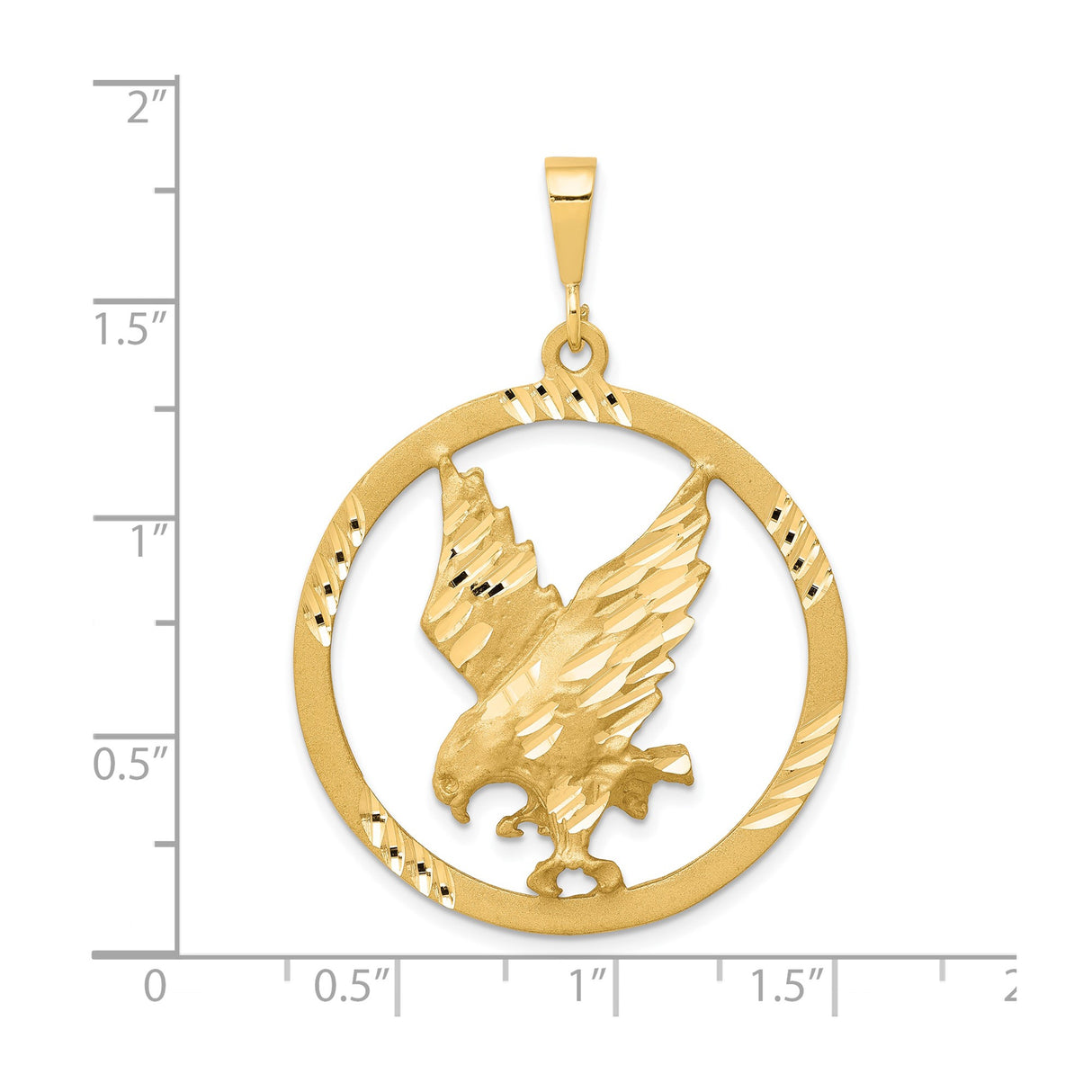 10k Yellow Gold Eagle Pendant, Detailed Eagle in Flight, Patriotic Wildlife Theme for Men or Unisex Wear