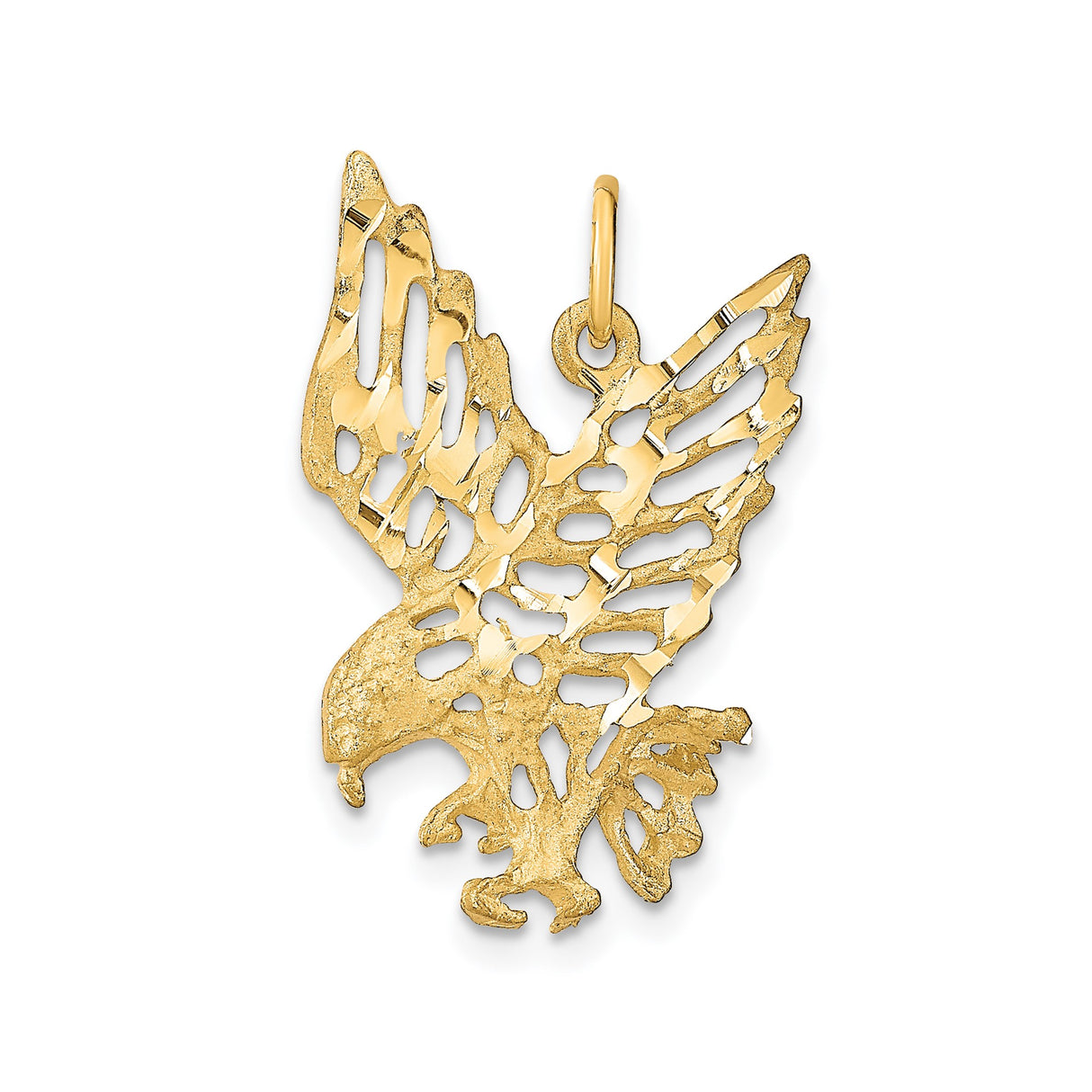 10k Yellow Gold Eagle Pendant with Spread Wings Openwork Design for Men