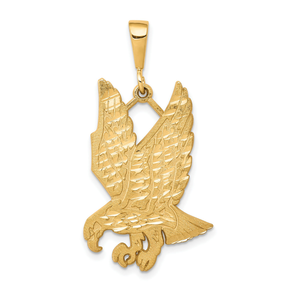 Solid Diamond-cut Eagle Charm Pendant in Real 10k Yellow Gold