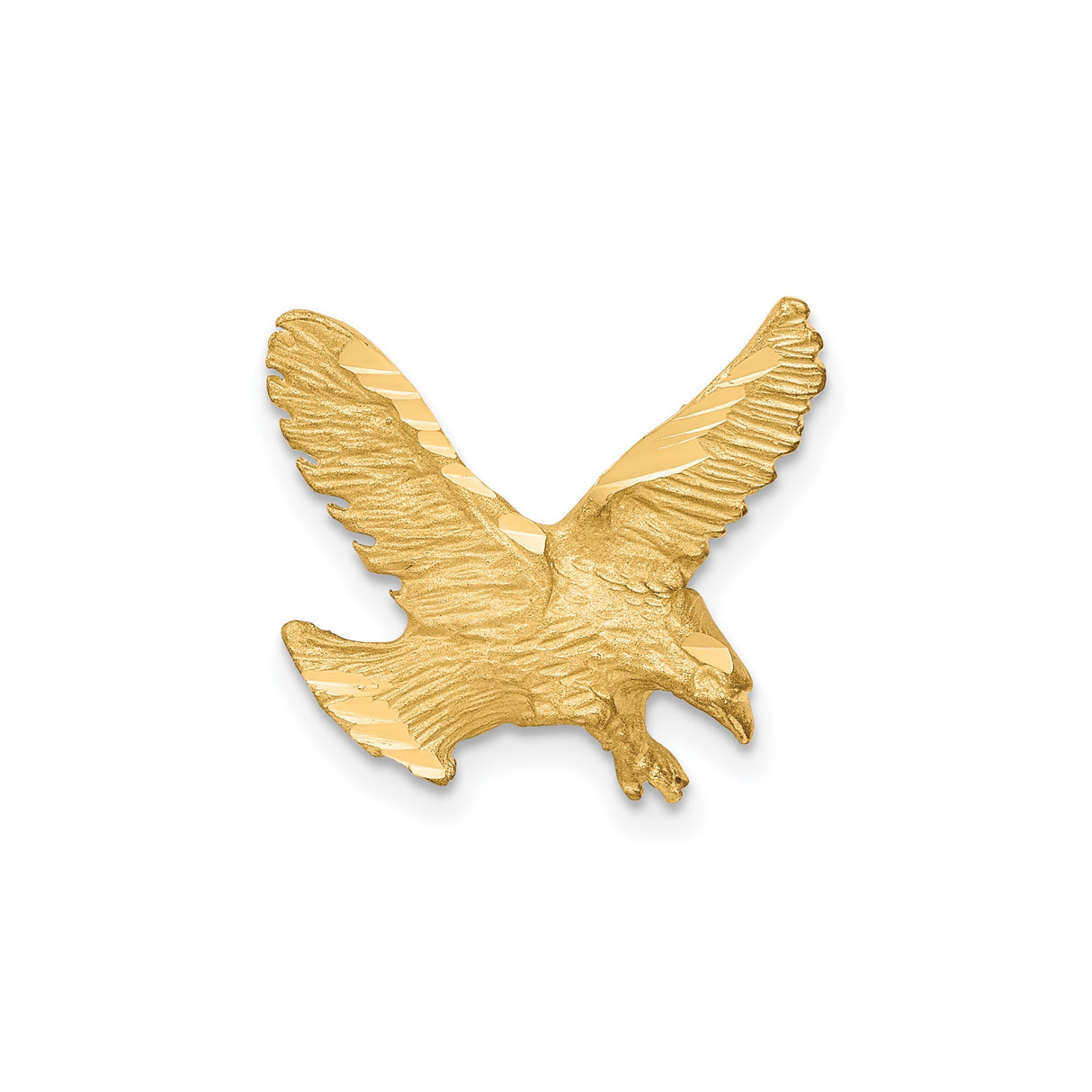 10k Yellow Gold Eagle Pendant, Textured Flying Eagle Charm, Patriotic Military Style for Men