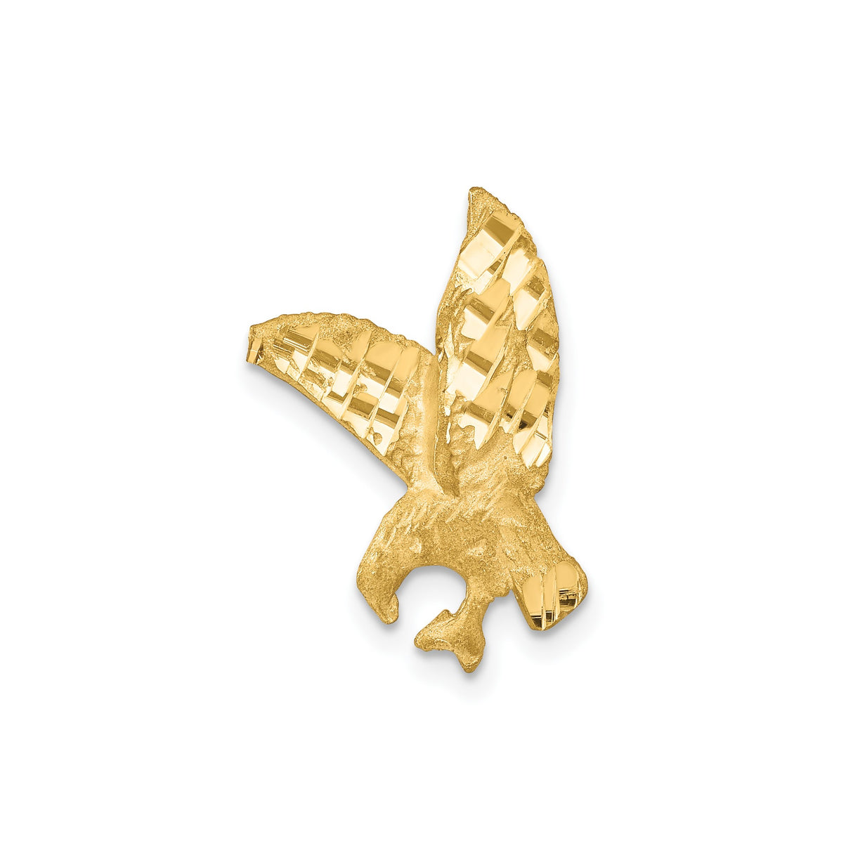 10k Yellow Gold Eagle Pendant, Diamond Cut Finish, Patriotic Symbol for Men