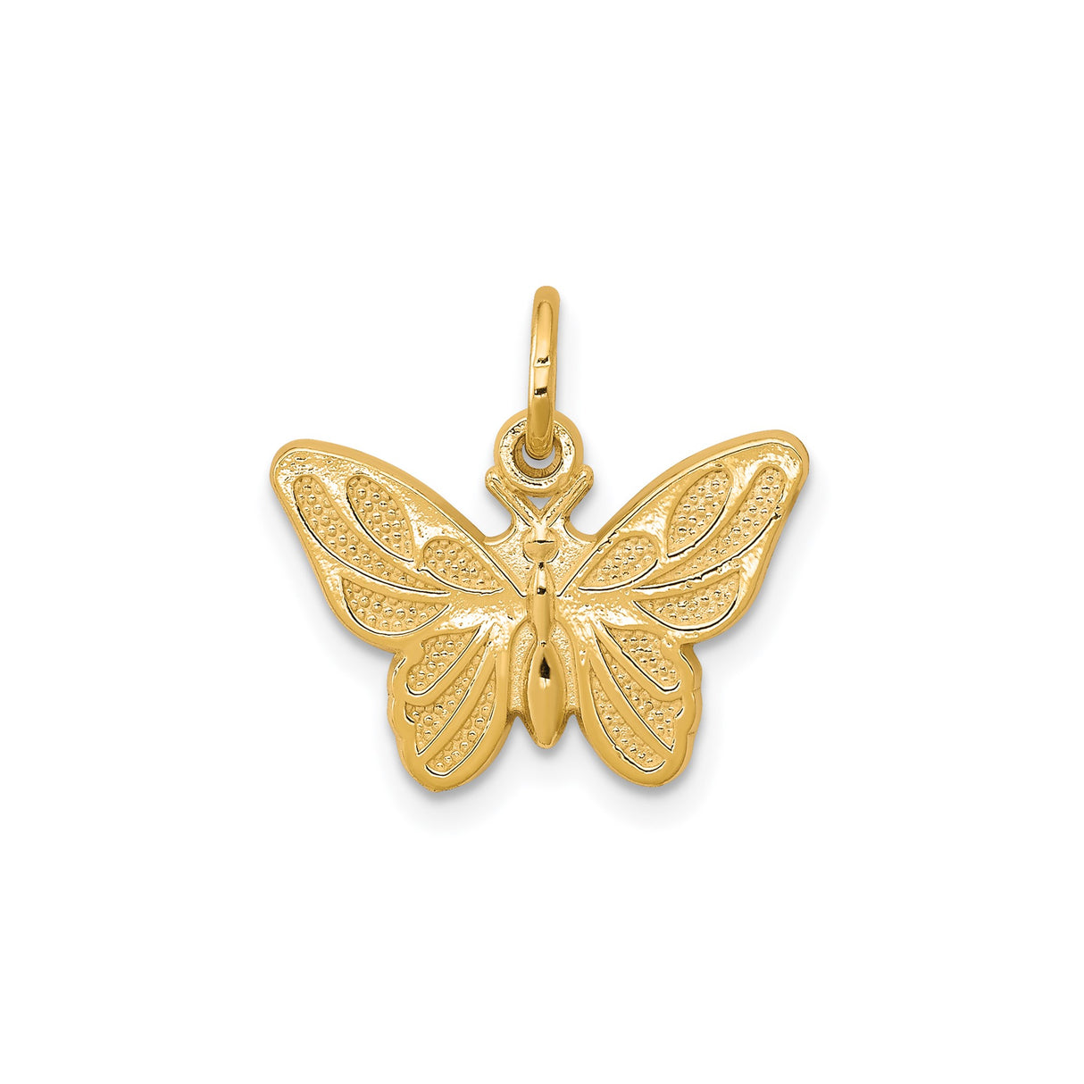 10k Yellow Gold Butterfly Pendant with Cutout Design, Nature-Inspired Symbol of Transformation for Women