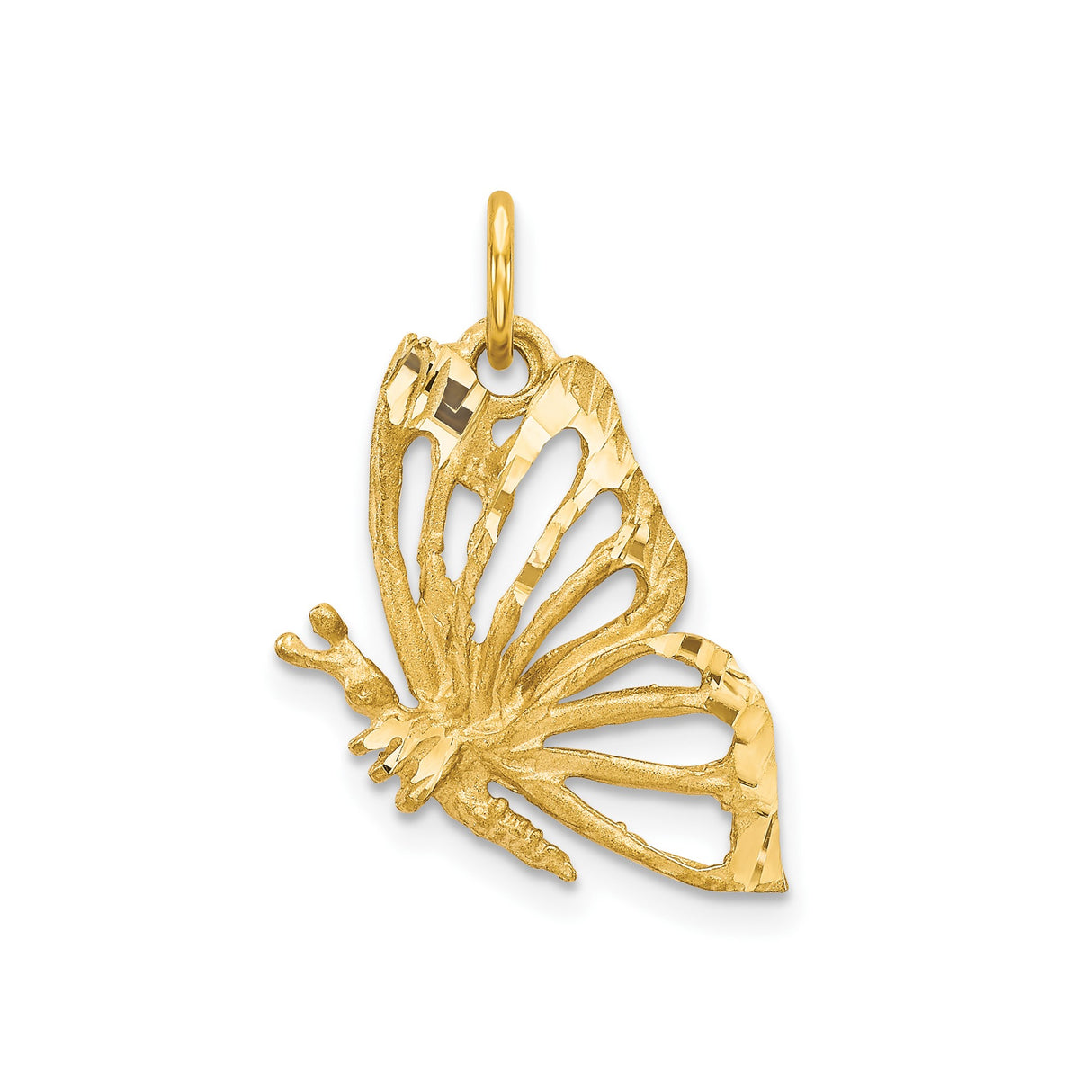 10k Yellow Gold Butterfly Pendant with Open Wing Design, Delicate Nature-Inspired Charm for Women