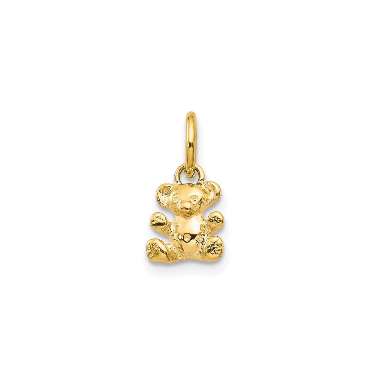 10k Yellow Gold Teddy Bear Pendant, Polished Animal Charm, Dainty Keepsake Jewelry for Women or Youth