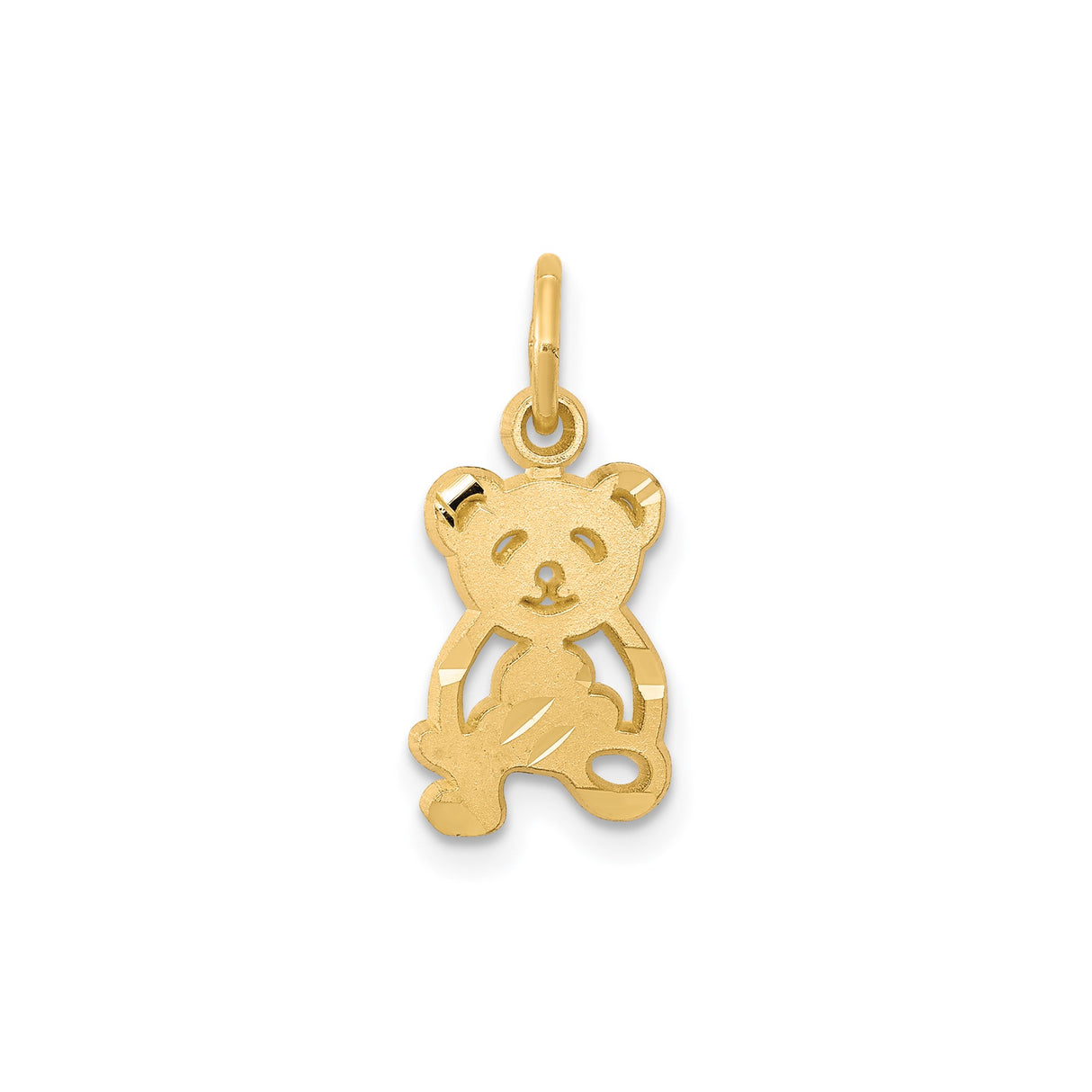 10k Yellow Gold Teddy Bear Pendant Charm with Cutout Design, Sentimental Bear Jewelry for Women