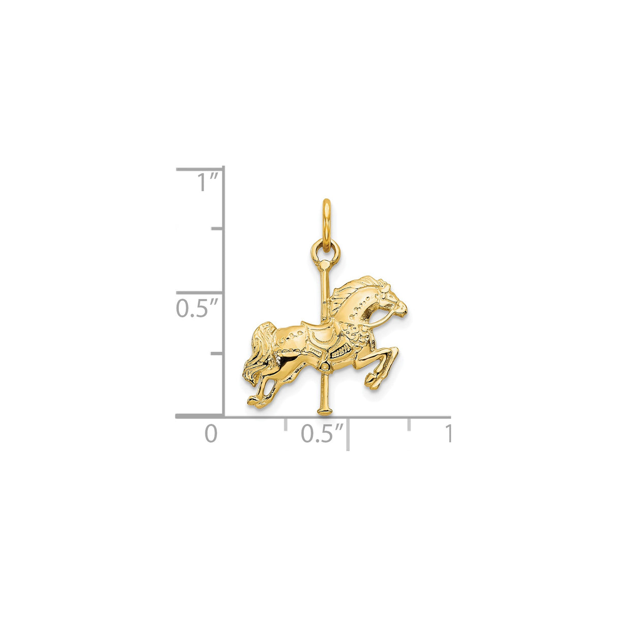 10k Yellow Gold Carousel Horse Pendant, Detailed Merry-Go-Round Design, Vintage Carnival Theme