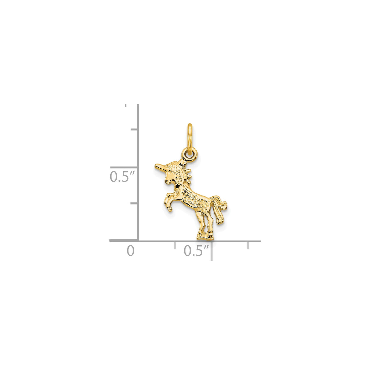 10k Yellow Gold Unicorn Pendant, Raised Fantasy Creature Design for Women or Girls