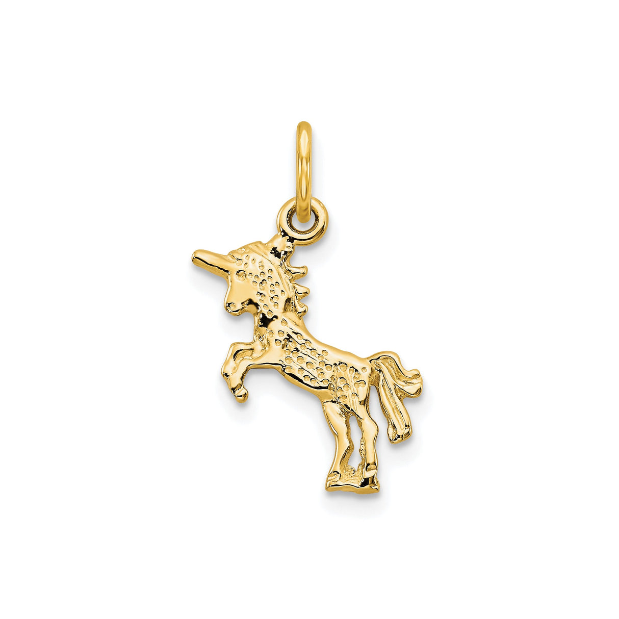 10k Yellow Gold Unicorn Pendant, Raised Fantasy Creature Design for Women or Girls