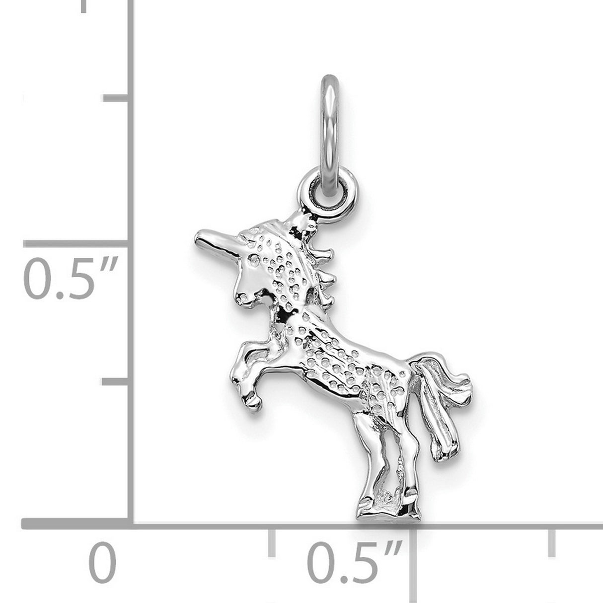 Unicorn Charm Pendant in Real 10k White Gold