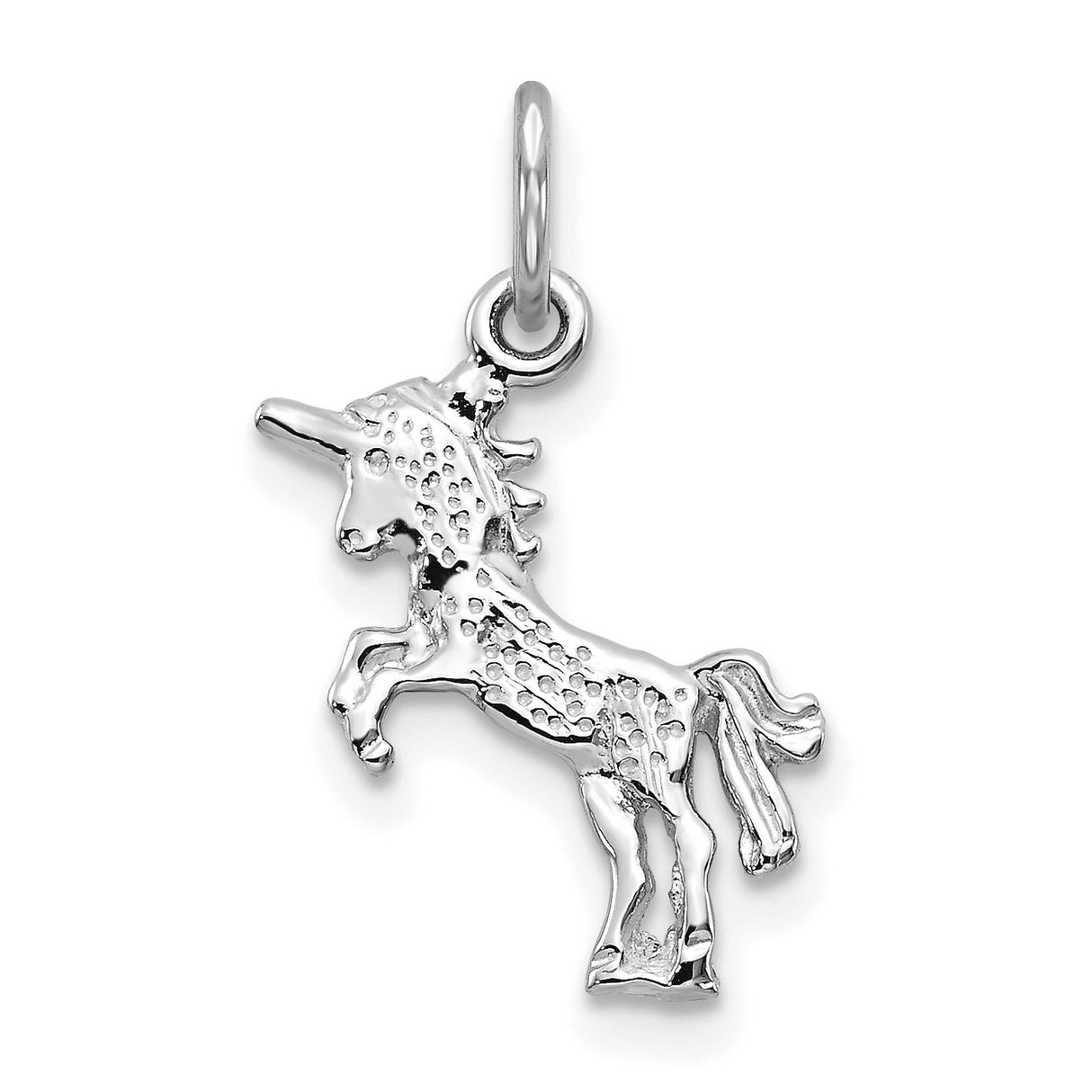 Unicorn Charm Pendant in Real 10k White Gold
