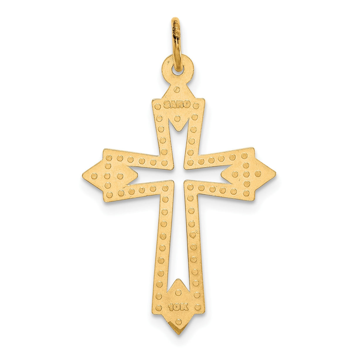 10k Yellow Gold Cross Pendant with Geometric Arms and Polished Open Design