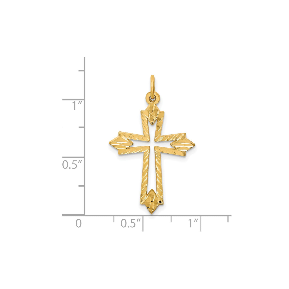 10k Yellow Gold Cross Pendant with Geometric Arms and Polished Open Design