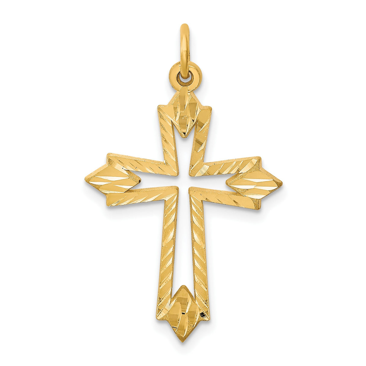 10k Yellow Gold Cross Pendant with Geometric Arms and Polished Open Design
