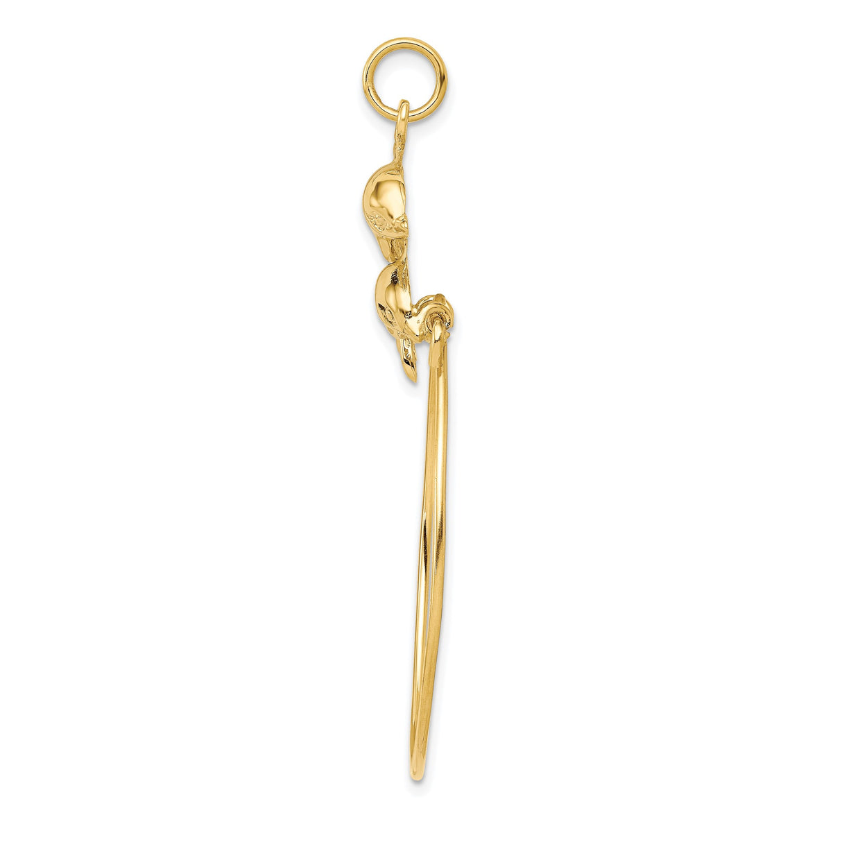 10k Yellow Gold Dolphin Pendant with Jumping Dolphins Loop Design, Ocean-Themed Charm