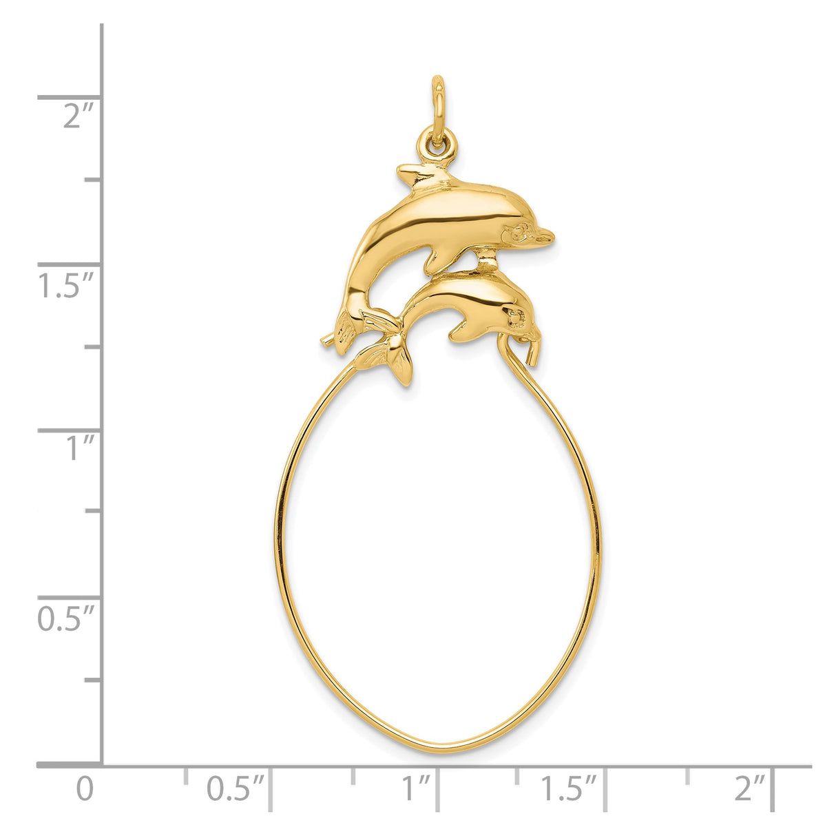 10k Yellow Gold Dolphin Pendant with Jumping Dolphins Loop Design, Ocean-Themed Charm