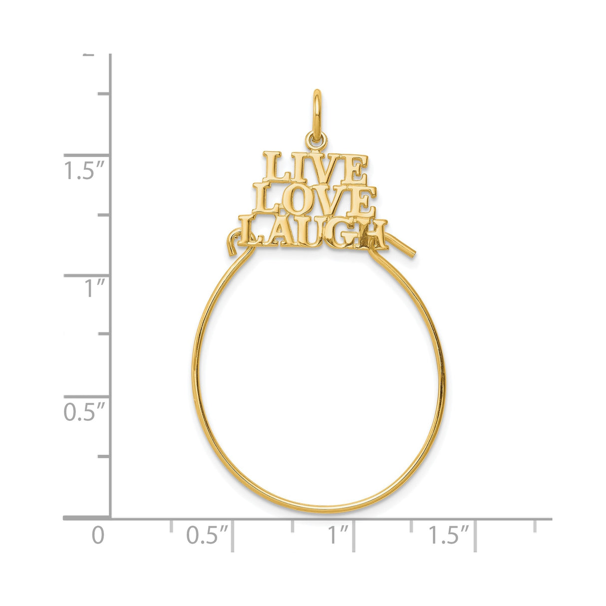 10k Yellow Gold Oval Pendant, Live Love Laugh Inspirational Charm for Women