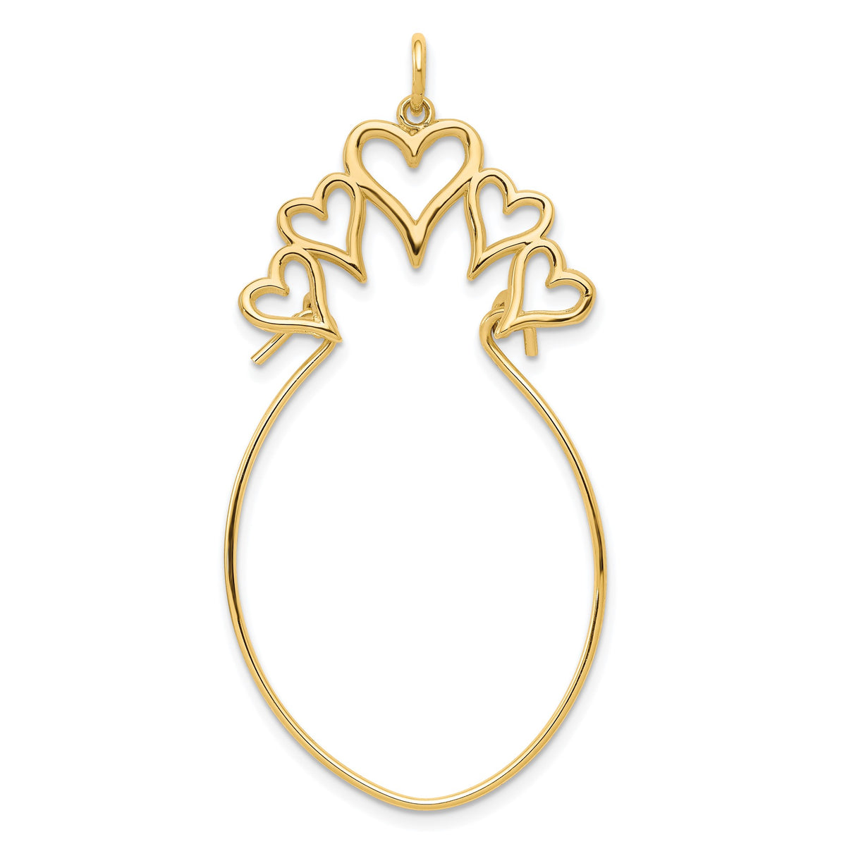 10k Yellow Gold Pineapple Charm Pendant with Open Heart Design
