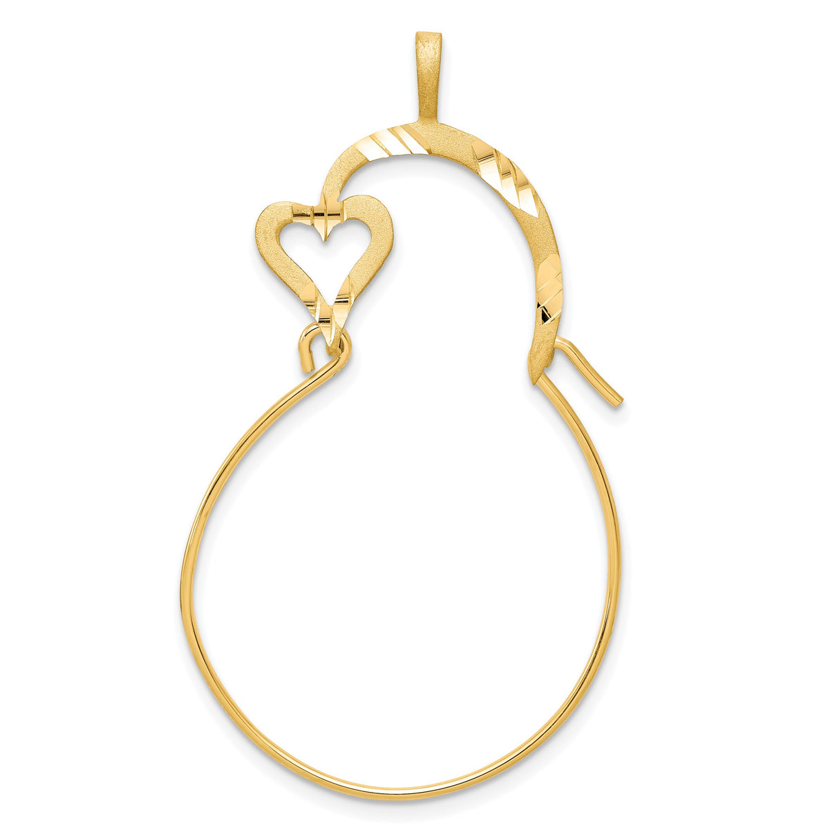 10k Yellow Gold Pendant with Abstract Heart and Mother Silhouette, Textured Finish