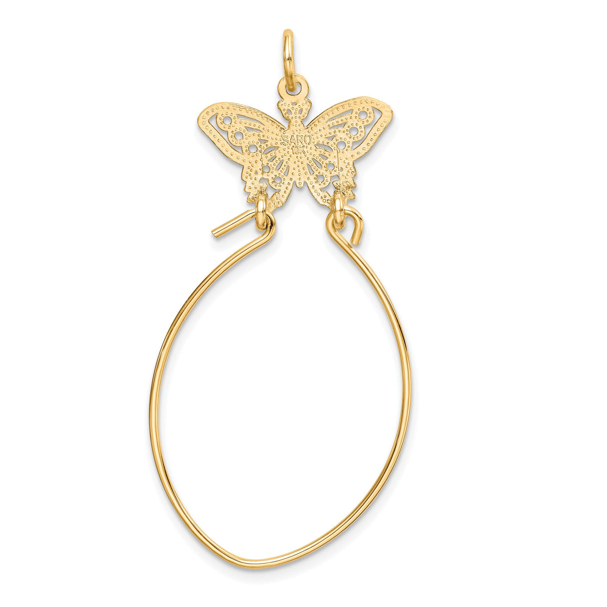 10k Yellow Gold Hoop Earrings with Filigree Butterfly Design, Lightweight Nature-Inspired Jewelry
