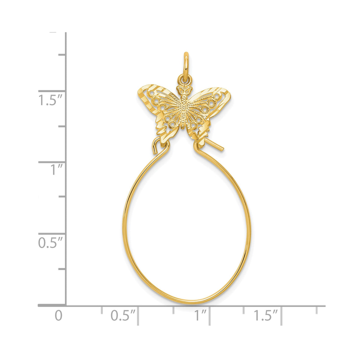 10k Yellow Gold Hoop Earrings with Filigree Butterfly Design, Lightweight Nature-Inspired Jewelry