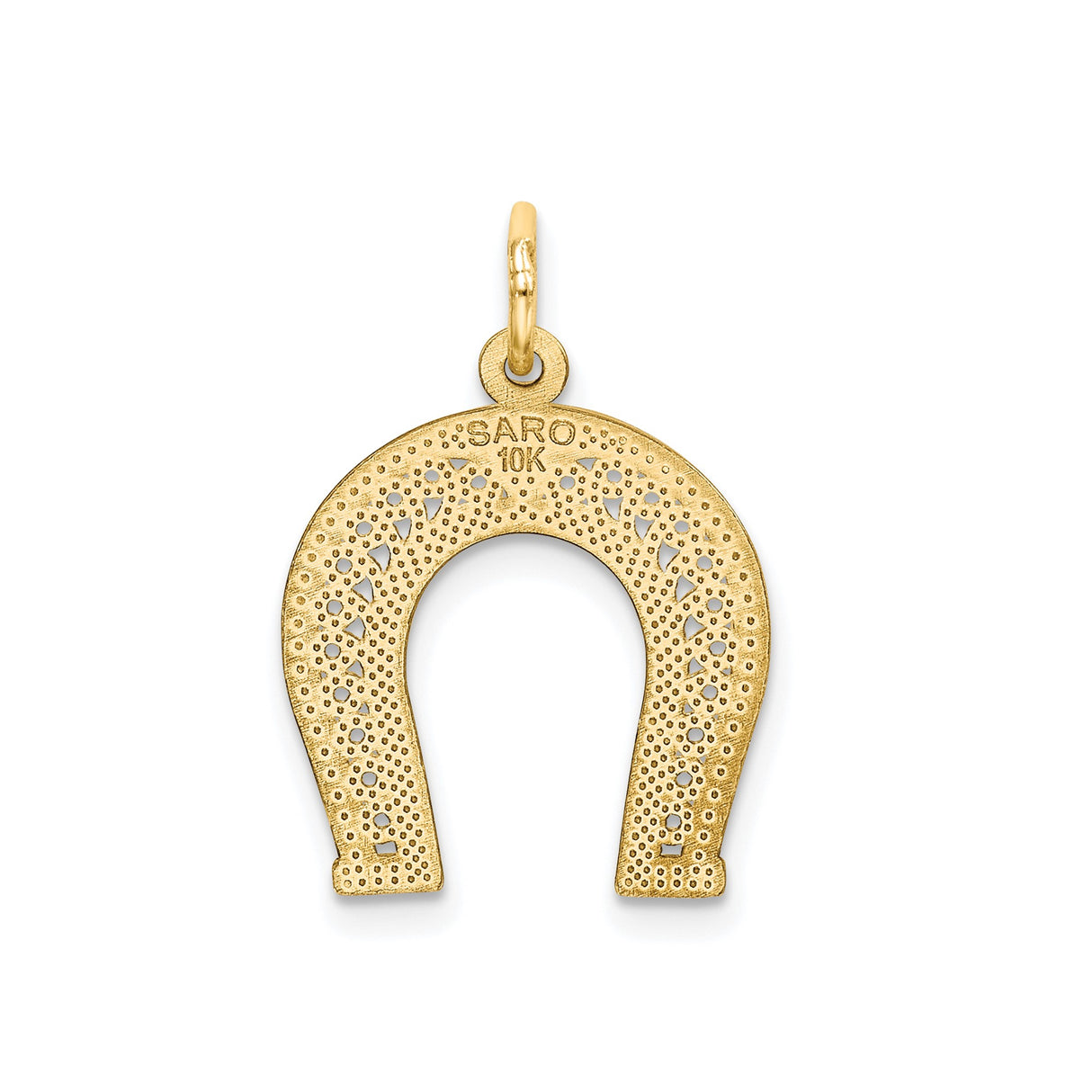 10k Yellow Gold Horseshoe Pendant, Floral Detailed Lucky Charm, Spiritual Equestrian Jewelry