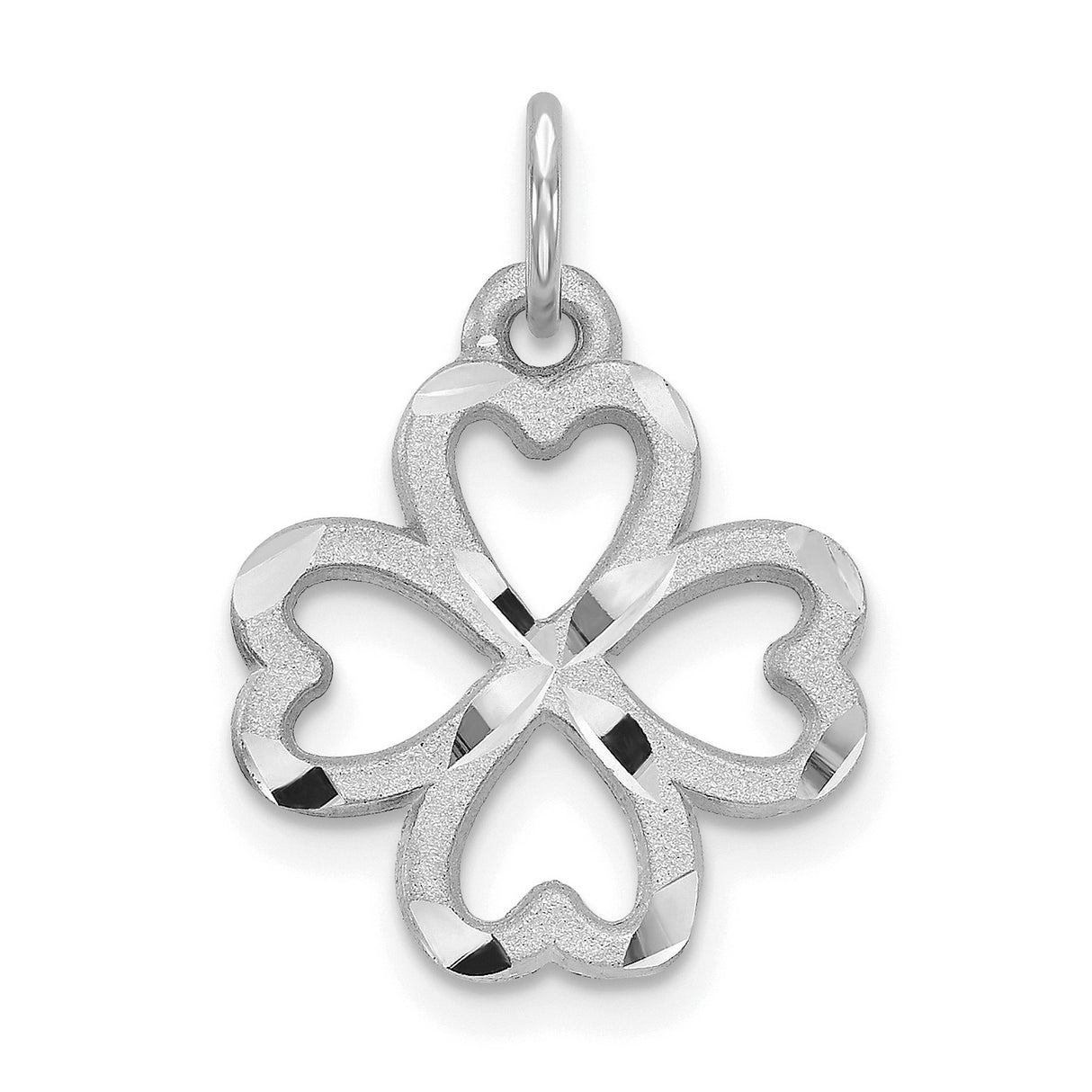 4-Leaf Clover Charm Pendant in Real 10k White Gold