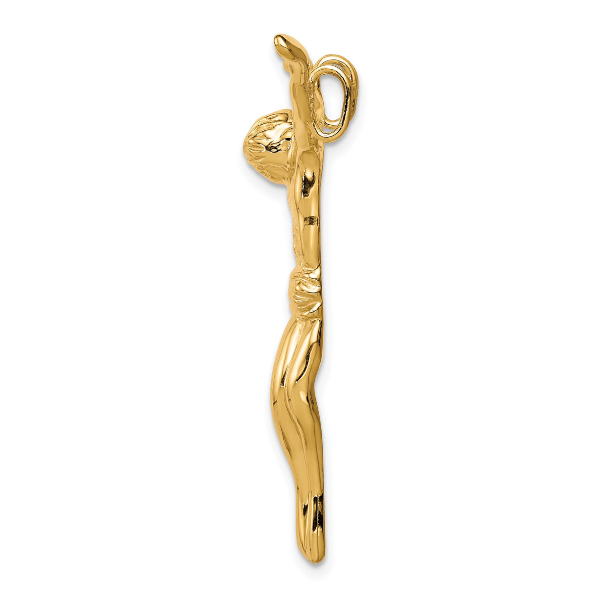 10k Yellow Gold Crucifix Pendant with Jesus on Cross, Catholic Religious Charm for Men and Women