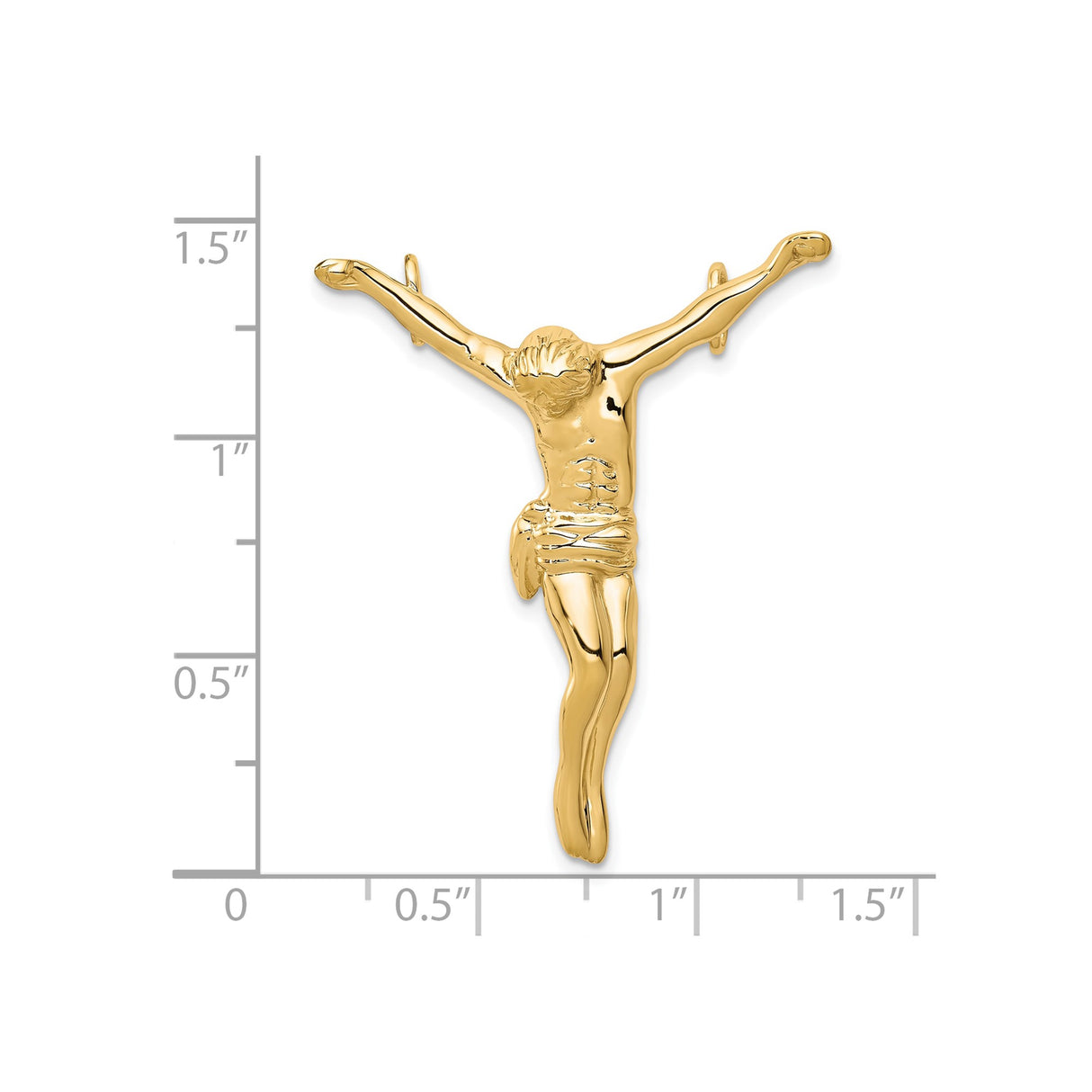 10k Yellow Gold Crucifix Pendant with Jesus on Cross, Catholic Religious Charm for Men and Women