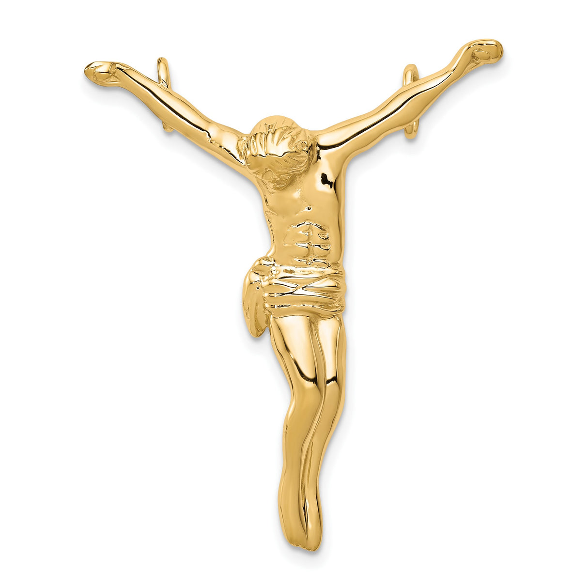 10k Yellow Gold Crucifix Pendant with Jesus on Cross, Catholic Religious Charm for Men and Women