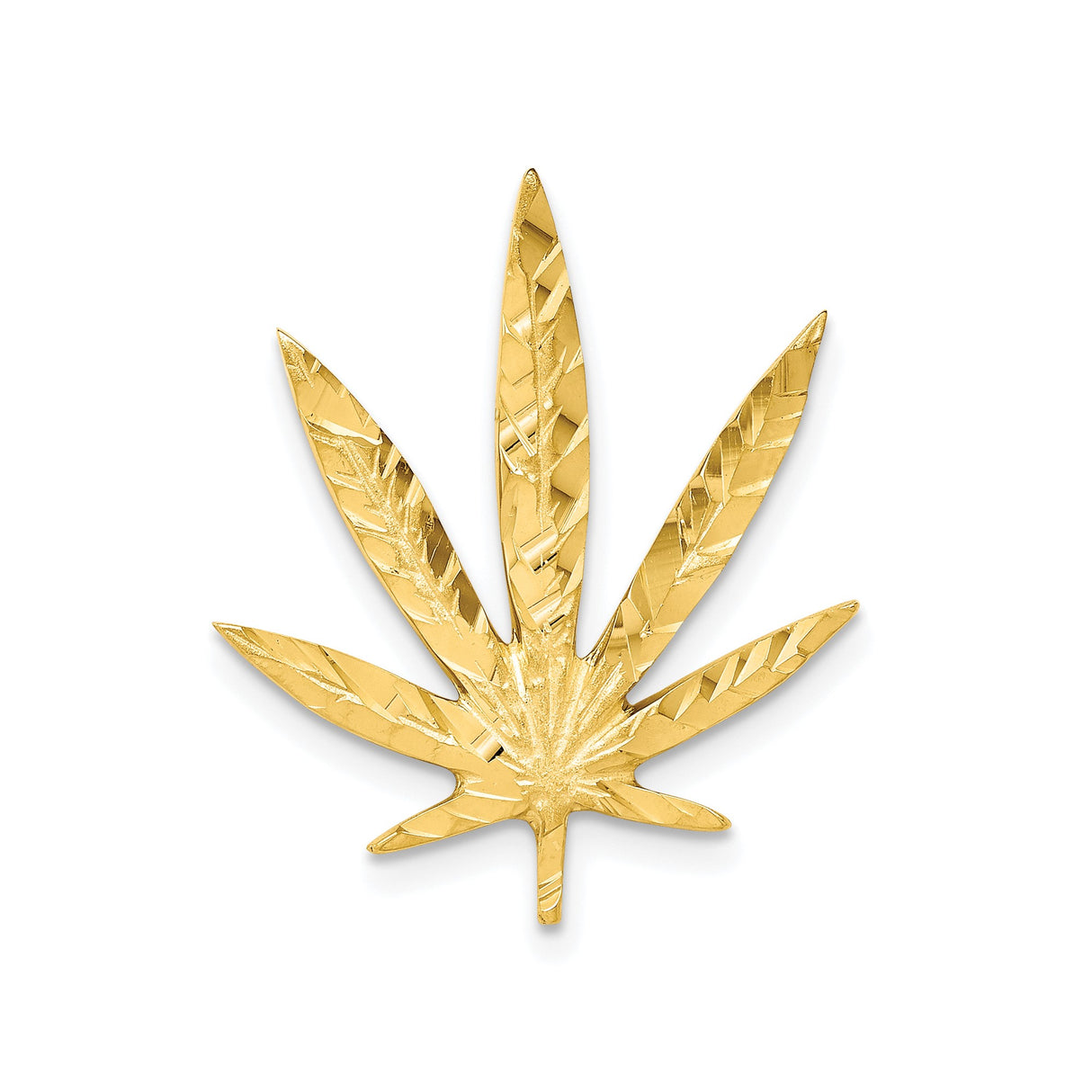 10k Yellow Gold Marijuana Leaf Pendant, Textured Cannabis Charm, Urban Stoner Jewelry