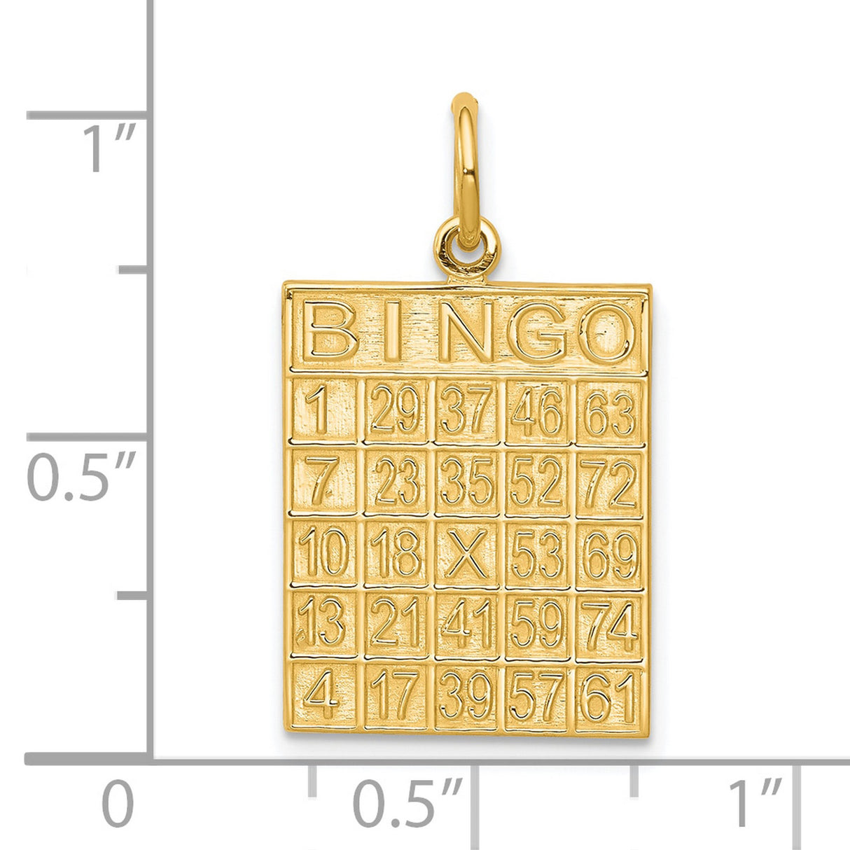 Solid Bingo Card Charm Pendant in Real 10k Yellow Gold