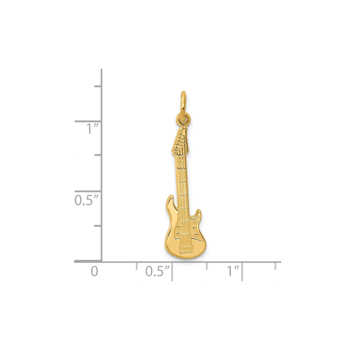 10k Yellow Gold Electric Guitar Pendant, Rock and Roll Music Charm for Musicians