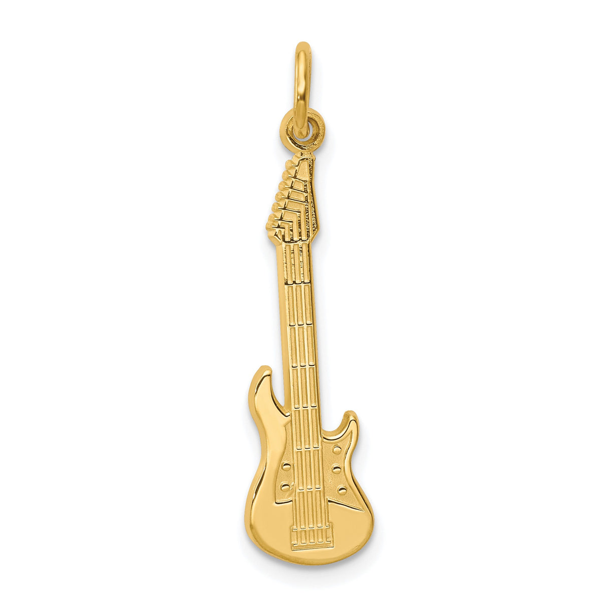 10k Yellow Gold Electric Guitar Pendant, Rock and Roll Music Charm for Musicians