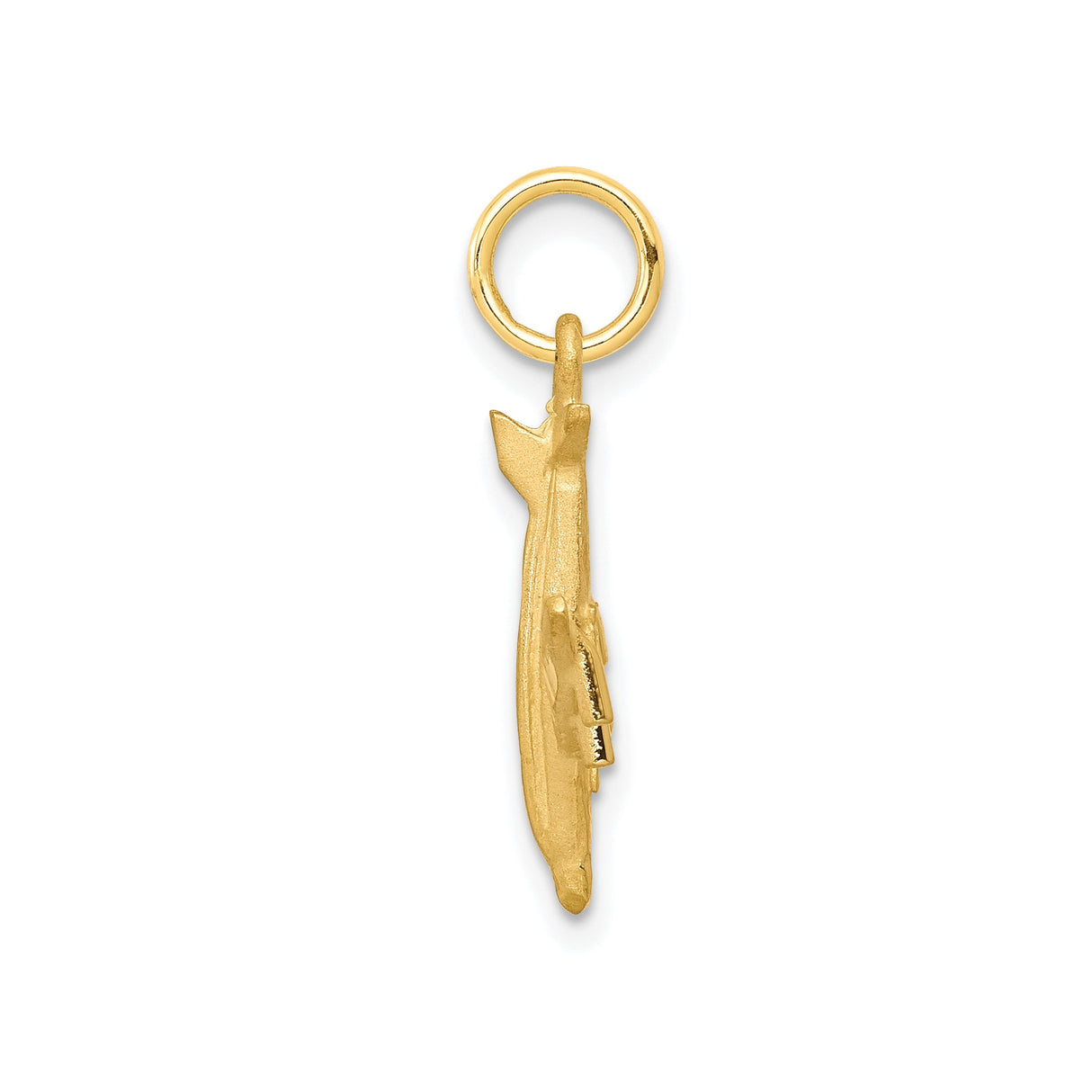 10k Yellow Gold Airplane Pendant, Detailed Jet Design Aviation Charm, Travel and Adventure Theme