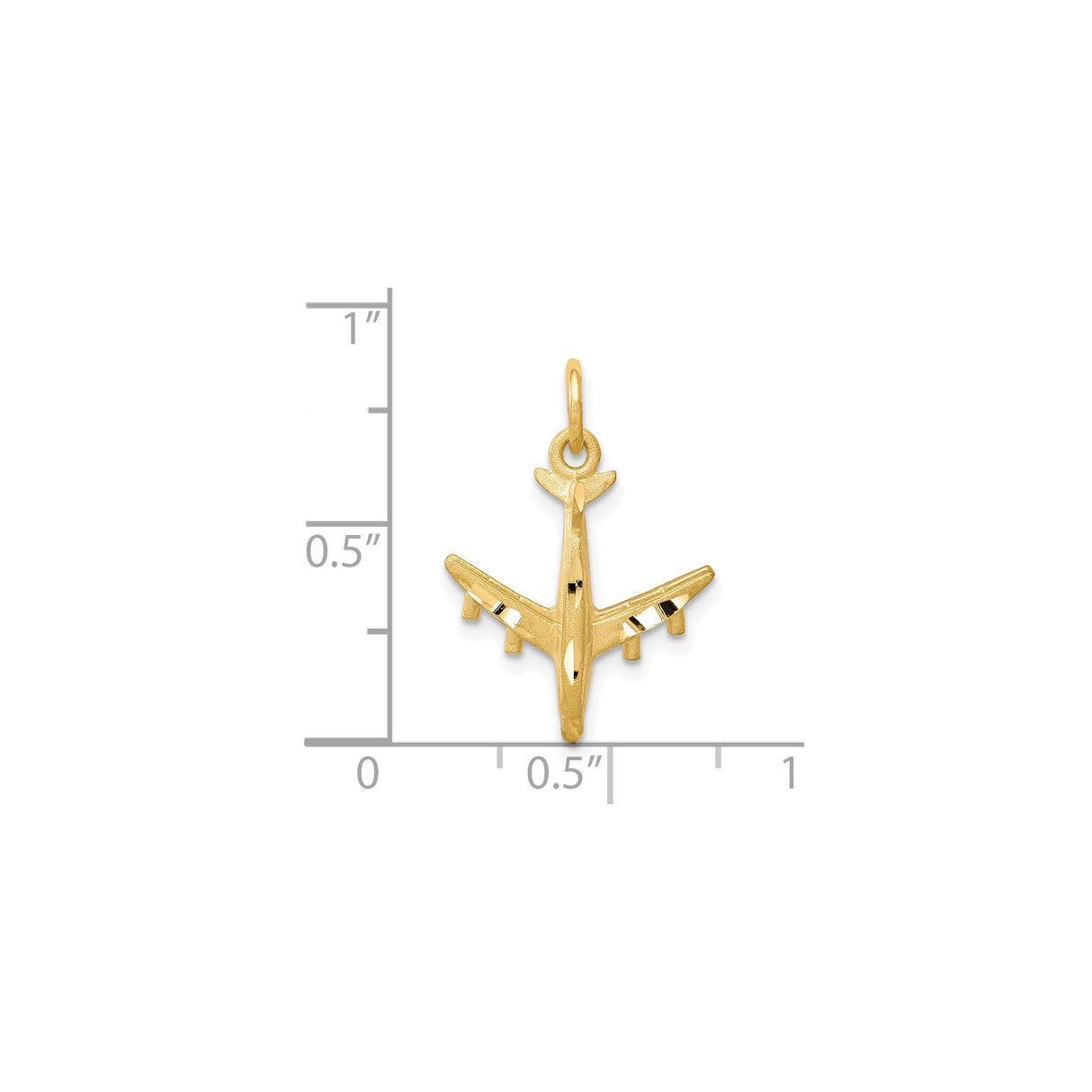 10k Yellow Gold Airplane Pendant, Detailed Jet Design Aviation Charm, Travel and Adventure Theme