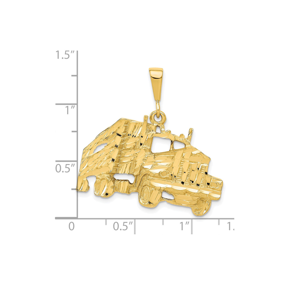 10k Yellow Gold Semi Truck Pendant, Real Gold Big Rig Tractor Trailer Charm for Men