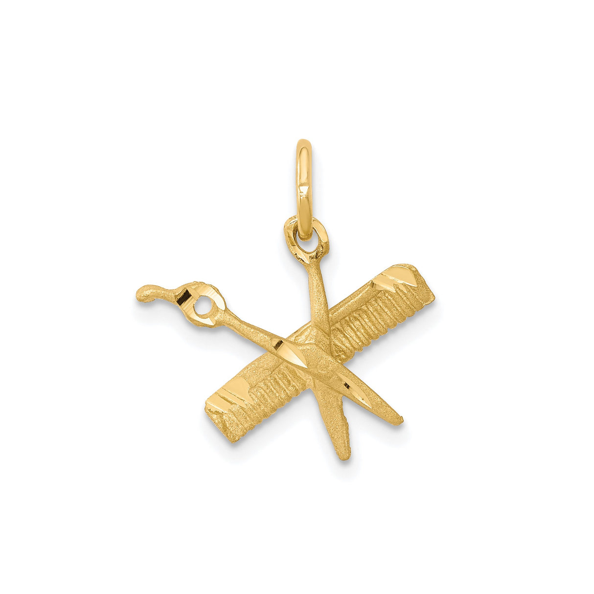10k Yellow Gold Pendant, Scissor and Comb Design, Barber and Hairstylist Charm