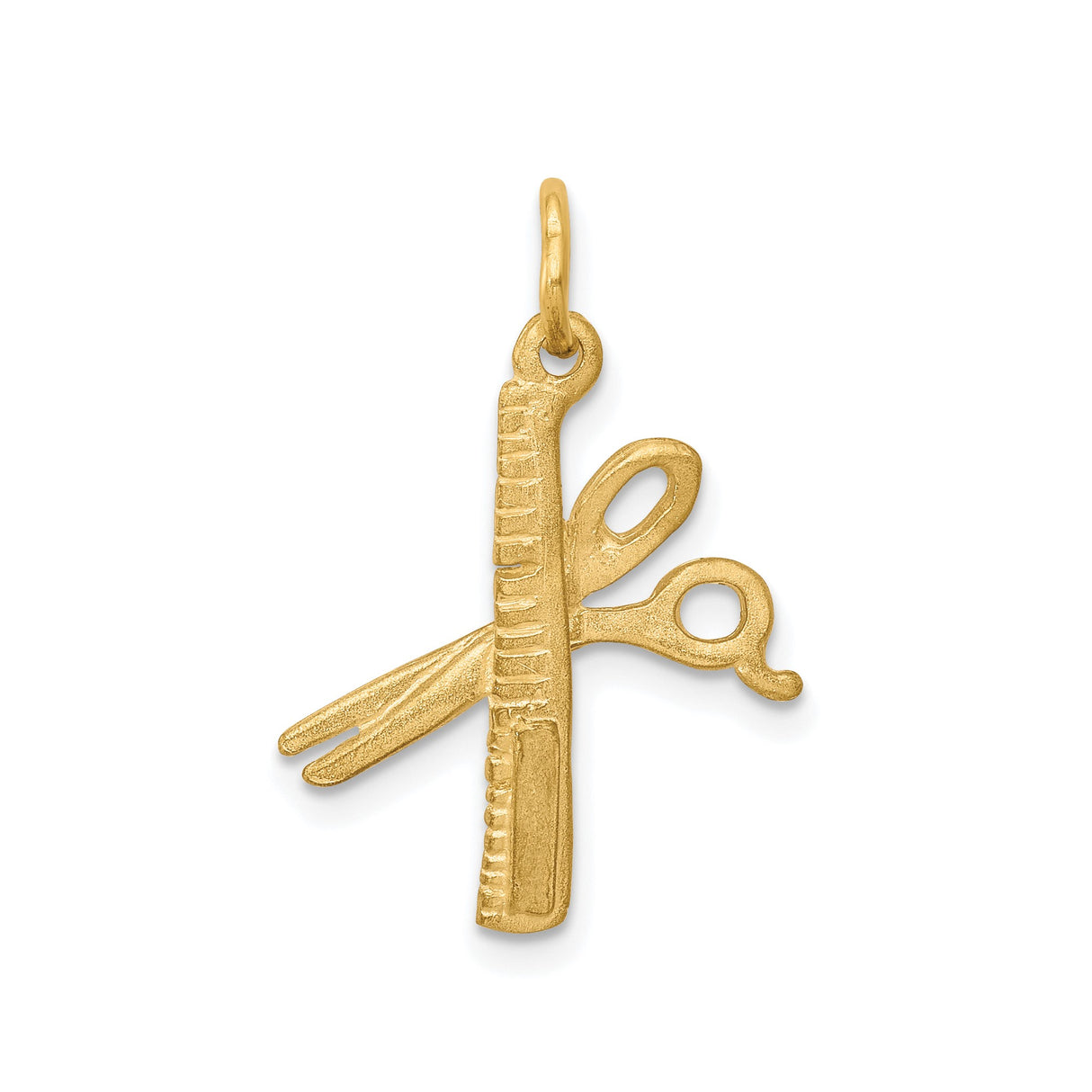 10k Yellow Gold Pendant with Scissors and Comb, Hairstylist or Barber Theme