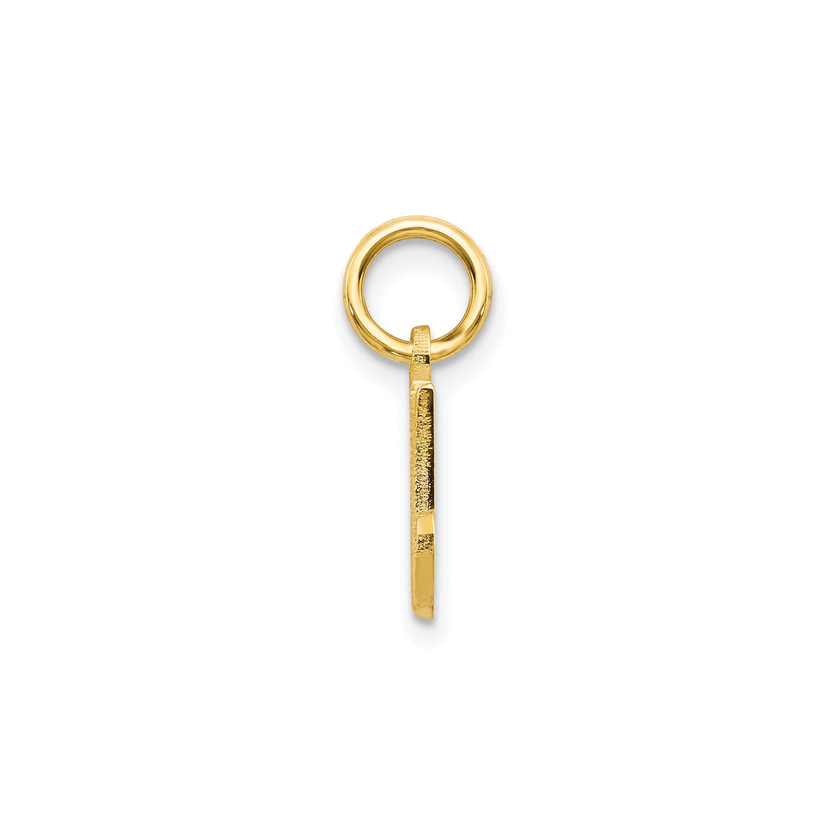 10k Yellow Gold Initial M Pendant Charm, Script Letter Monogram with Textured Design